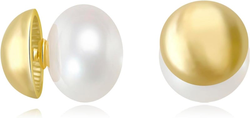 Surrounded Forest Store Double Ball Jacket Earrings for Women Front Back 2 in 1 Stud Earrings Pearl Ball Earrings - Image 1